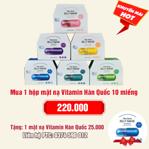 Mua 1 hộp mặt nạ Vitamin Hàn Quốc 10 miếng: 220.000 - Tặng ngay 1 mặt nạ Vitamin Hàn Quốc 25.000