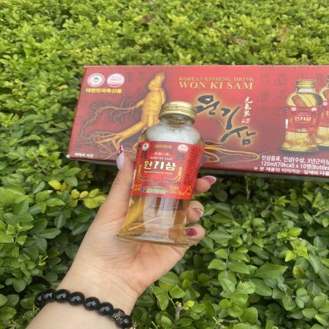 Nước Hồng Sâm Có Củ Won Ki Sam HQ 10 chai *120ml: 345.000 - Tặng 1 kẹo sâm Hàn Quốc: 45.000