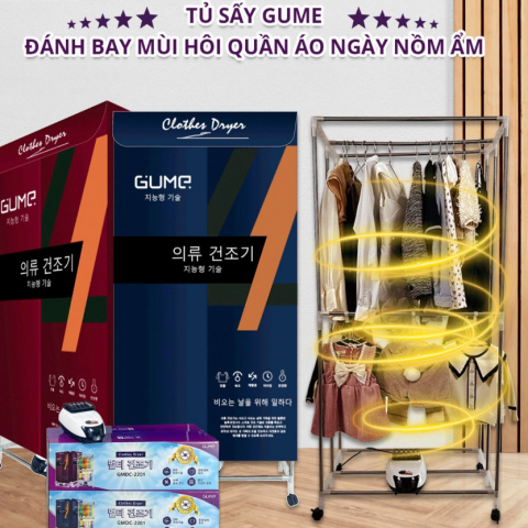 TỦ SẤY QUẦN ÁO DI ĐỘNG CAO CẤP GUME KOREA (Khung Inox có điều khiển từ xa): 1.250.000 - Tặng 1 kem đánh răng Hàn Quốc 55.000  - 