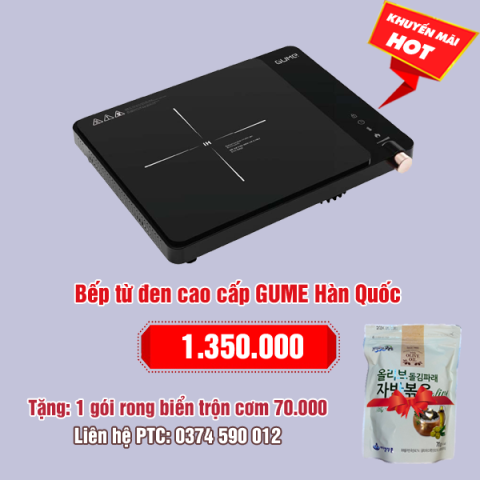 Bếp từ đen cao cấp GUME Hàn Quốc: 1.350.000 - Tặng 1 Rong biển Vụn Có Vừng Trộn Cơm Vị Dầu Oliu gói lớn 70g: 70.000  - 