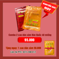 Combo 2 Cao dán hồng sâm Hàn Quốc: 95.000 - Tặng 1 cao dán sâm Hàn Quốc 50.000