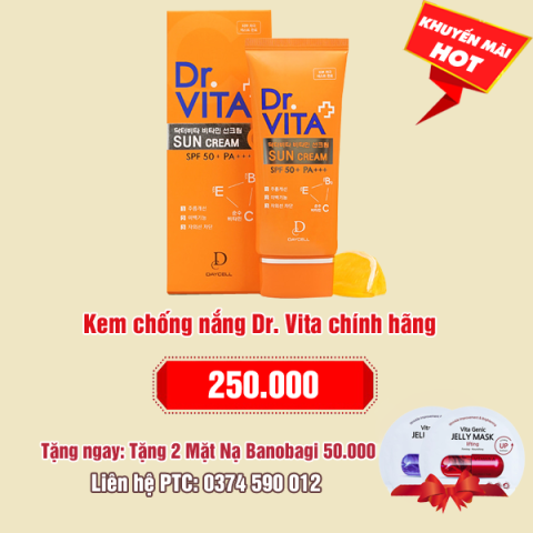 Kem chống nắng DR. VITA DAYCELL chính hãng: 250.000 - Tặng 2 Mặt Nạ Vitamin Banobagi  Hàn Quốc 50.000