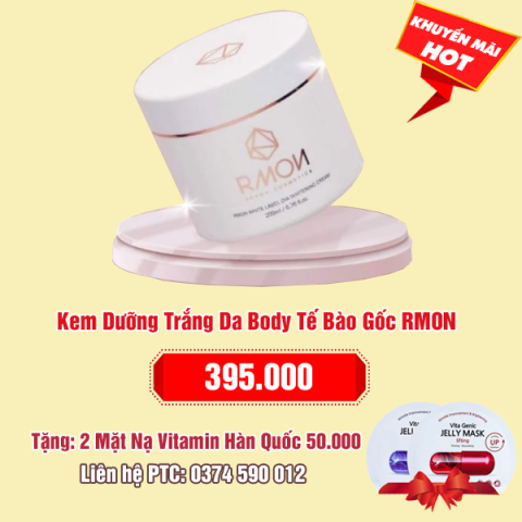 Kem Dưỡng Trắng Da Body Tế Bào Gốc RMON: 395.000 - Tặng 2 Mặt Nạ Vitamin Banobagi Hàn Quốc 50.000