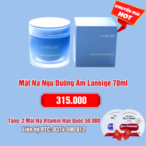 Mặt Nạ Ngủ Dưỡng Ẩm Laneige 70ml: 315.000 - Tặng 2 Mặt Nạ Vitamin Banobagi Hàn Quốc 50.000