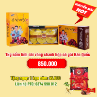 1kg nấm linh chi vàng chanh hộp cô gái Hàn Quốc: 850.000 - Tặng 1 gói kẹo sâm 45.000 