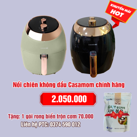 Nồi chiên không dầu Casamom chính hãng: 2.050.000 - Tặng 1 Rong biển Vụn Có Vừng Trộn Cơm Vị Dầu Oliu gói lớn 70g: 70.000  