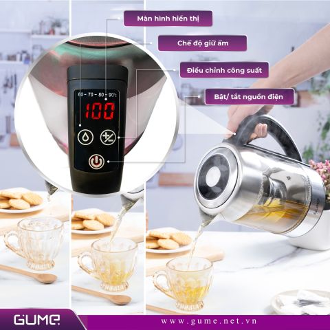 Ấm siêu tốc DT GUME 2201 cảm ứng: 950.000 - Tặng 1 chai 500ml nước rửa chén thảo mộc 55.000