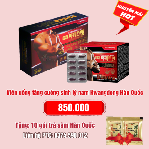 Viên uống tăng cường sinh lý nam Kwangdong Perfect Man Hàn Quốc 240 viên: 850.000 - Tặng 10 gói trà sâm