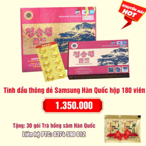 Tinh dầu thông đỏ cao cấp Samsung Hàn Quốc hộp 180 viên: 1.350.000 - Tặng 30 gói trà sâm