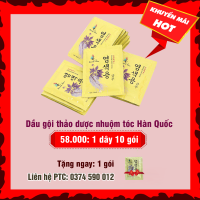 Dầu gội thảo dược nhuộm đen tóc Hàn Quốc 10 gói: 58.000 - Tặng 1 gói dầu gội thảo dược đen tóc: 6.000