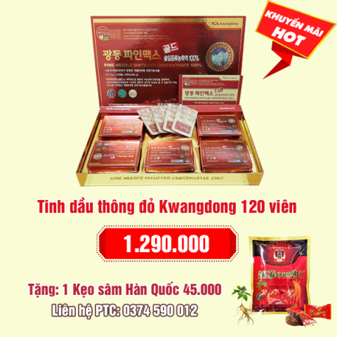 Tinh dầu thông đỏ Kwangdong Hàn Quốc 120 viên loại cao cấp: 1.290.000 - Tặng  1 kẹo sâm Hàn Quốc 45.000