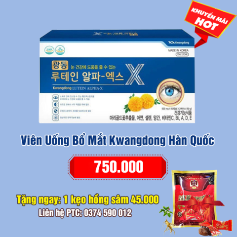 Viên Uống Bổ Mắt Kwangdong Hàn Quốc: 750.000 - Tặng 1 gói kẹo sâm: 45.000