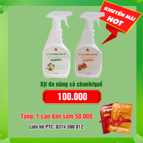  XỊt đa năng lau kính, lau bàn, lau bếp: 100.000 - Tặng ngay 1 cao dán sâm 50.000