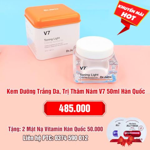 Kem Dưỡng Trắng Da, Trị Thâm Nám V7 Toning Light Dr.Jart+ 50ml Hàn Quốc Chính Hãng: 485.000 - Tặng 2 Mặt Nạ Vitamin Banobagi Hàn Quốc 50.000