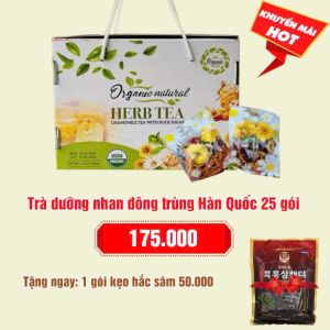 Trà dưỡng nhan đông trùng cao cấp Hàn Quốc hộp 25 gói: 175.000 - Tặng 1 gói kẹo hắc sâm 50.000