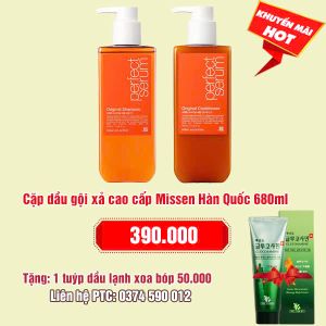 Cặp dầu gội xả Missen cao cấp Hàn Quốc 680ml : 390.000 - Tặng 1 dầu lạnh xoa bóp Hàn Quốc: 50.000